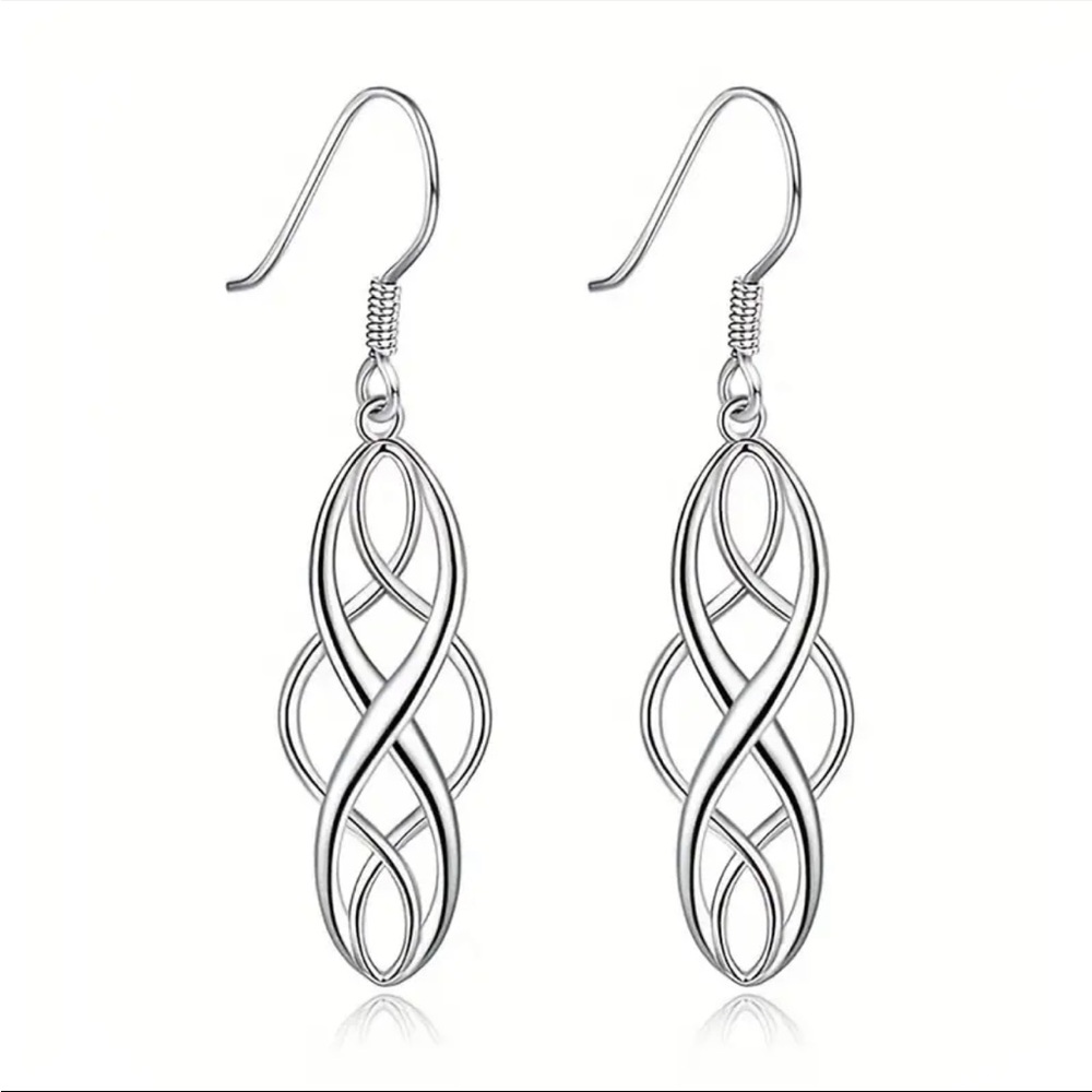 NIP 925 silver plated Celtic knot hollow drop earrings
